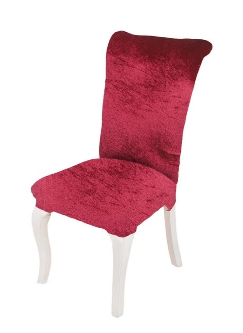 Velvet Dining Cair Cover (6 Pieces) red - Image 1